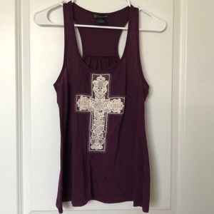 Lace cross tank top
